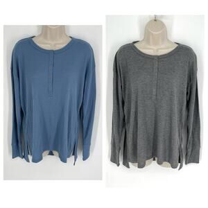 Jenni NWT 2 Pack Bundle Sleep Shirts Size M Pewter Heather, Moonlight Blue